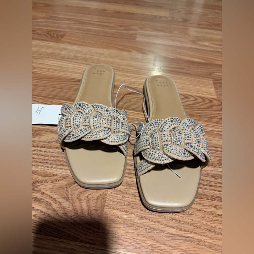A New Day Elegant Beige Slide Sandals